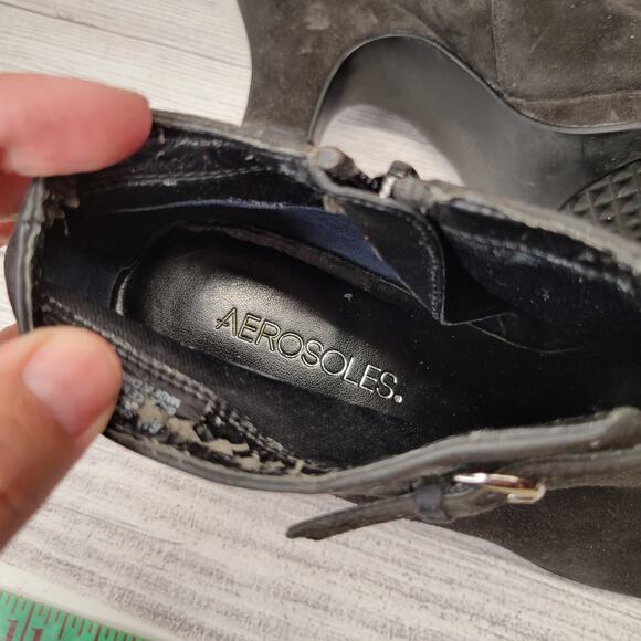 Aerosoles Black Suede Heeled Bootie, Side Zip, 3" Heel, Size 8 - Picture 11 of 16